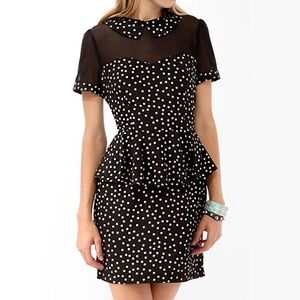 XXI Black & White Polka Dot Peplum Dress